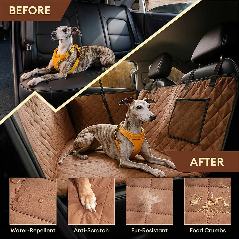 Premium Faux Leather Water-repellent Hammock Dog Car Seat Cover With Mat