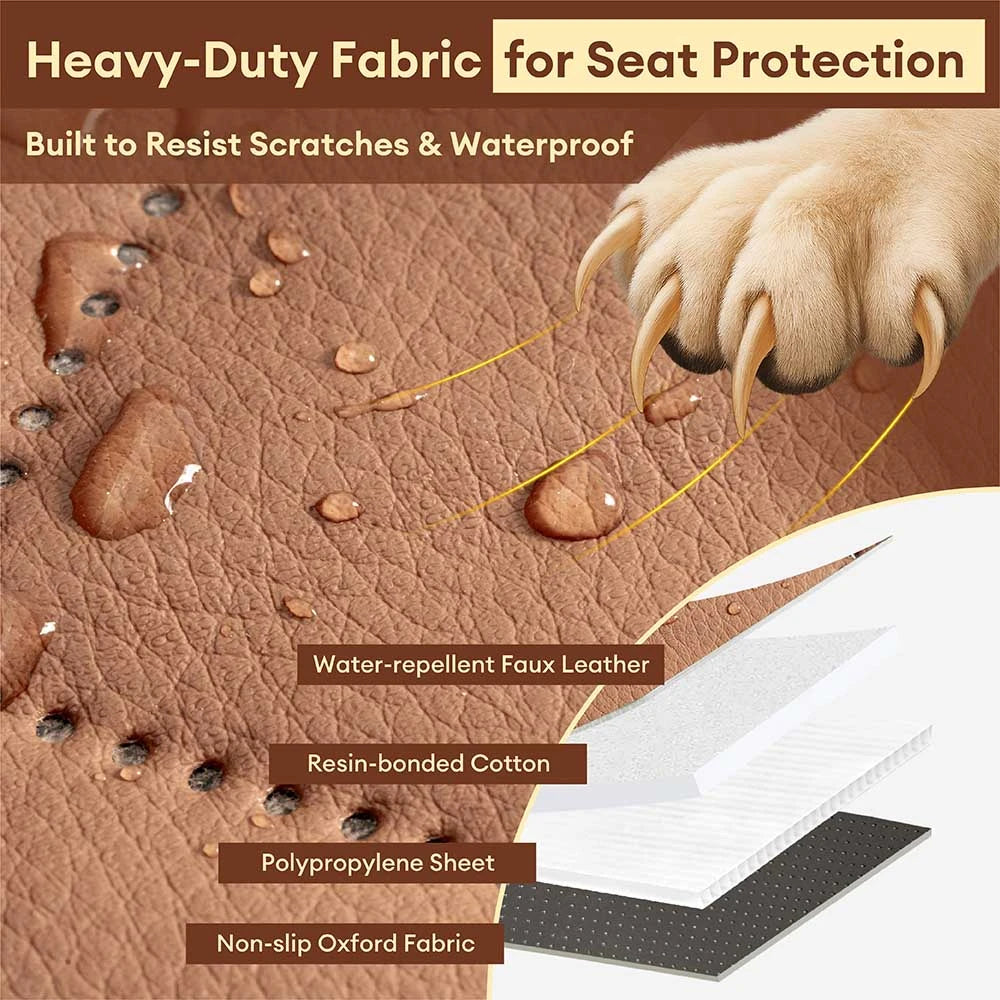 Premium Faux Leather Water-repellent Hammock Dog Car Seat Cover With Mat