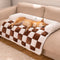 Housse de protection pour meubles, tapis confortable à carreaux carrés crème pour chien