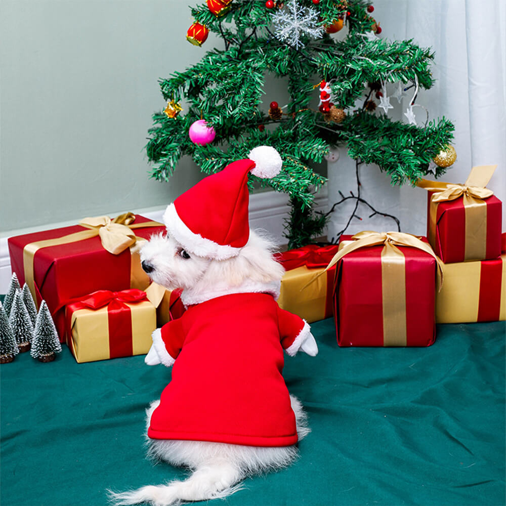 Stereoskopisches Weihnachts-Weihnachtsmann-Outfit, Hut, Cosplay, Hundekostüm